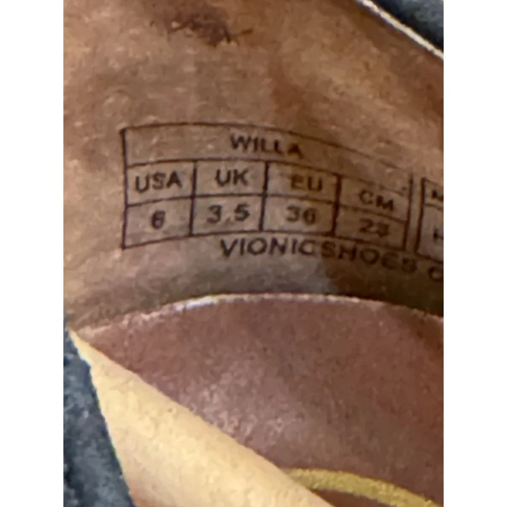 Vionic Willa‎ Women Slip-on Flat Black Velvet Suede Shoes Size 6 Ballet Loafer